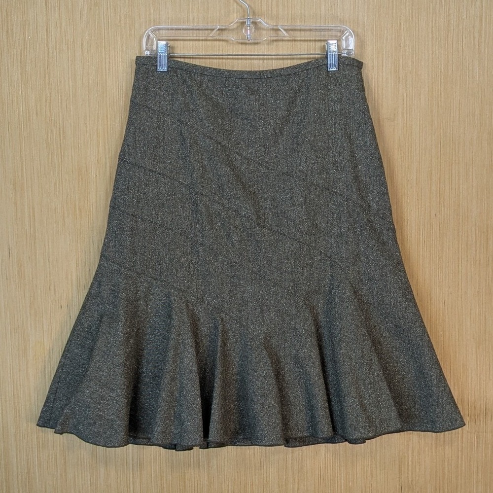 Ann Taylor Skirt Womens 8 Brown Wool Silk Blend Tweed Dark Academia Preppy Y2K‎